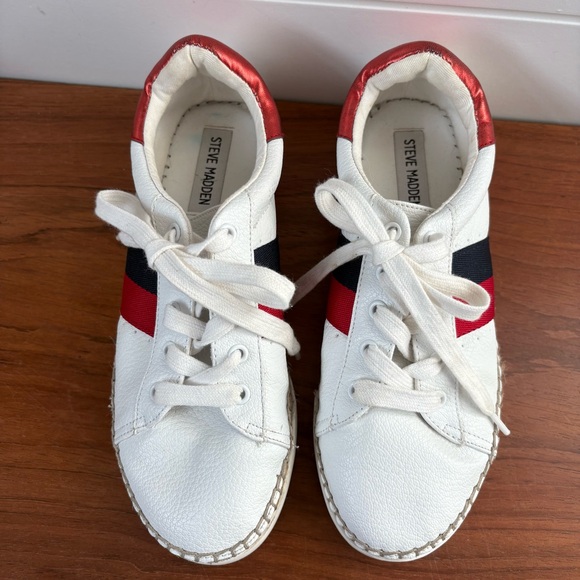 Steve Madden Women's Lex Espadrille White Sneakers Shoes Stripes 6 M EUC Classic - Picture 6 of 9
